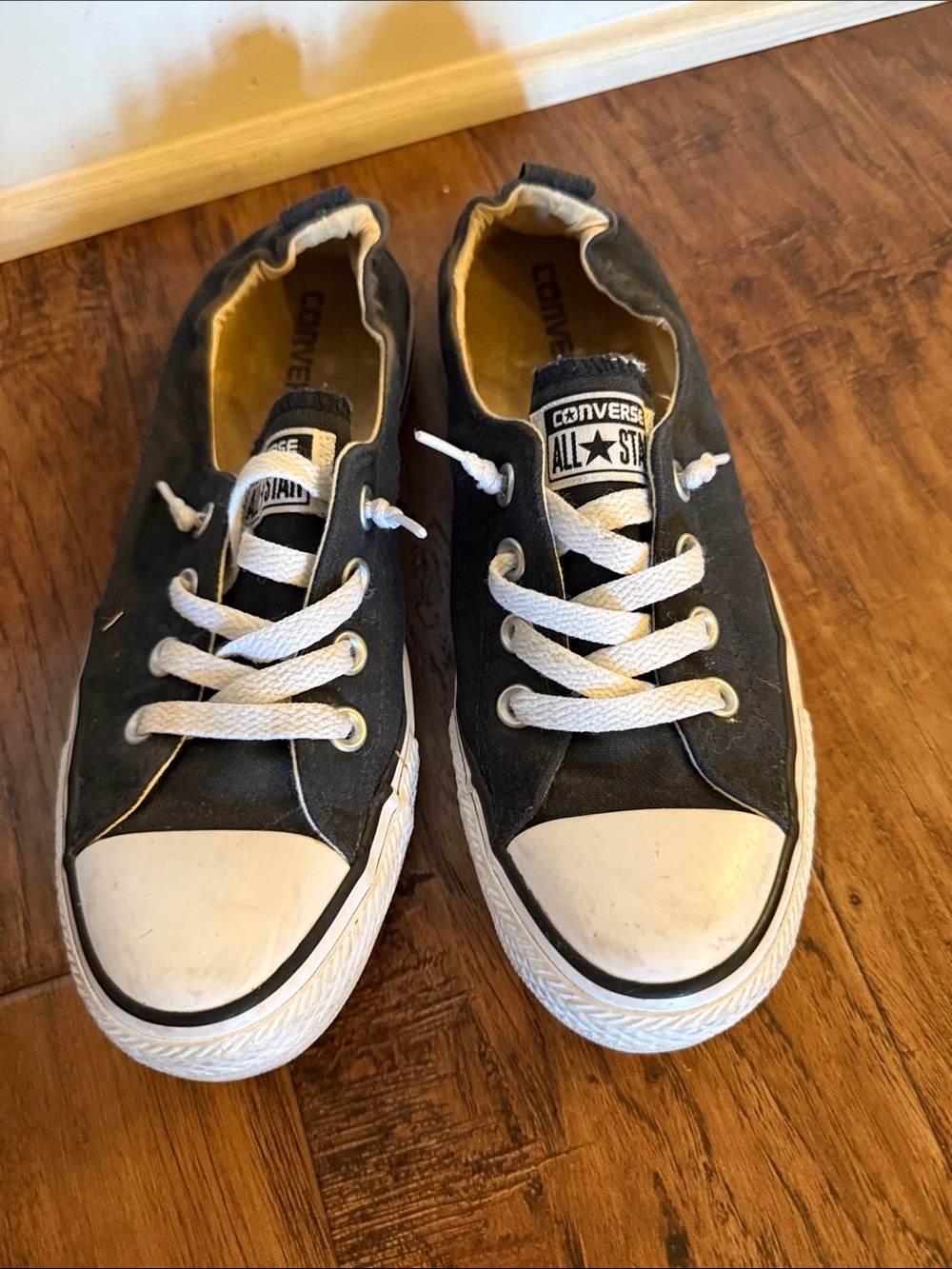 Converse Black Canvas Low Top Sneakers with White Accents